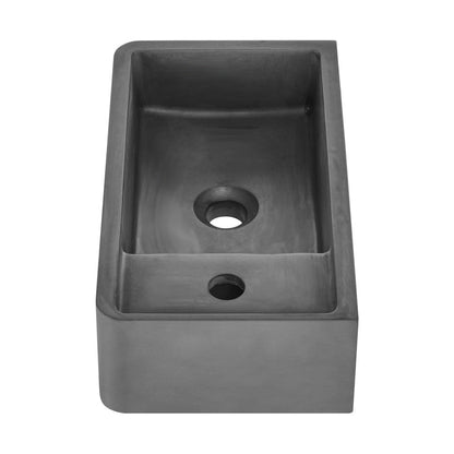Swiss Madison Lisse 16" Concrete Rectangle Wall-Mounted Sink with Right Side Faucet Mount in Matte Dark Gray