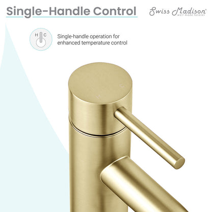 Swiss Madison Ivy Single Hole, Single-Handle, High Arc Bathroom Faucet in Brushed Gold