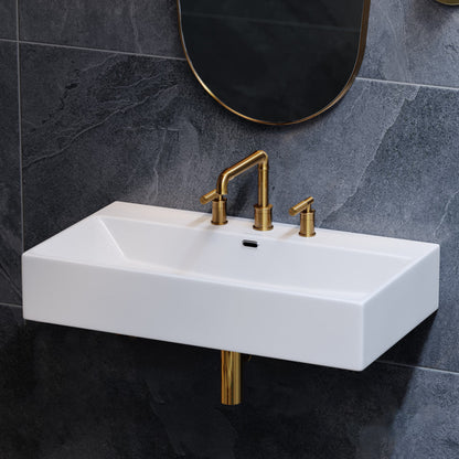 Swiss Madison Claire 30" Rectangle Wall-Mount Bathroom Sink with 8" Widespread Holes