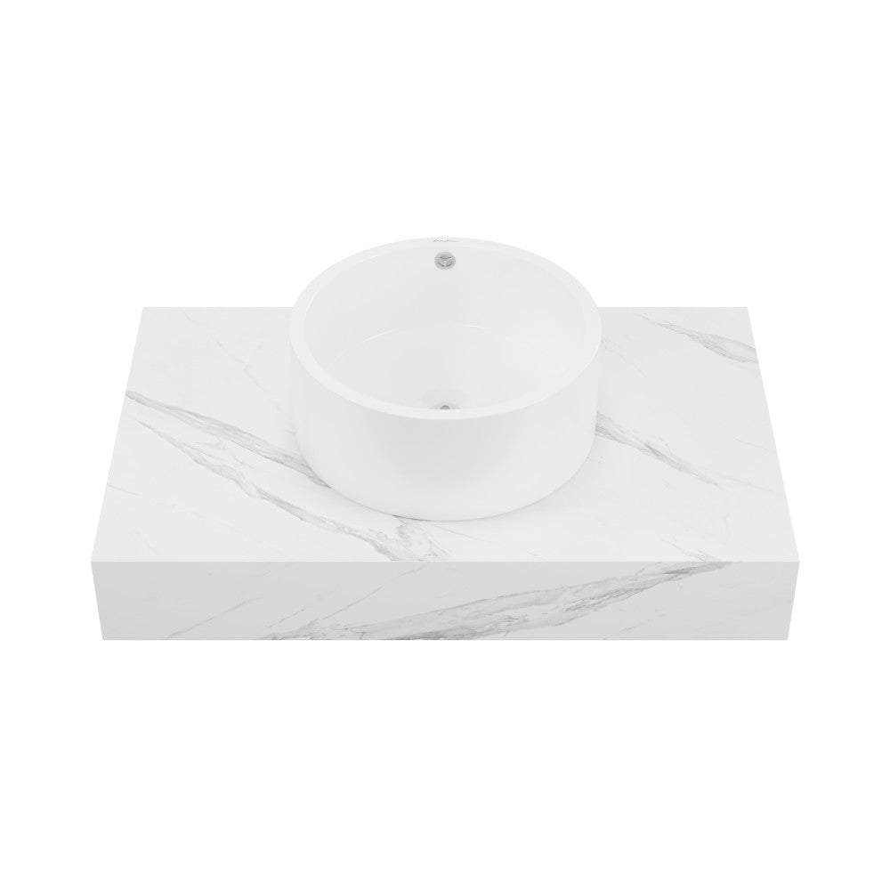 Swiss Madison Monaco 36" Floating Bathroom Shelf with Vessel Sink in White Marble