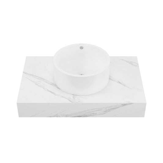 Swiss Madison Monaco 36" Floating Bathroom Shelf with Vessel Sink in White Marble