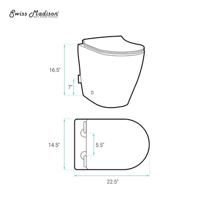 Swiss Madison St. Tropez Back-to-Wall Toilet Bundle 0.8/1.6 GPF Dual Flush in Glossy White with Brass Flush Plate
