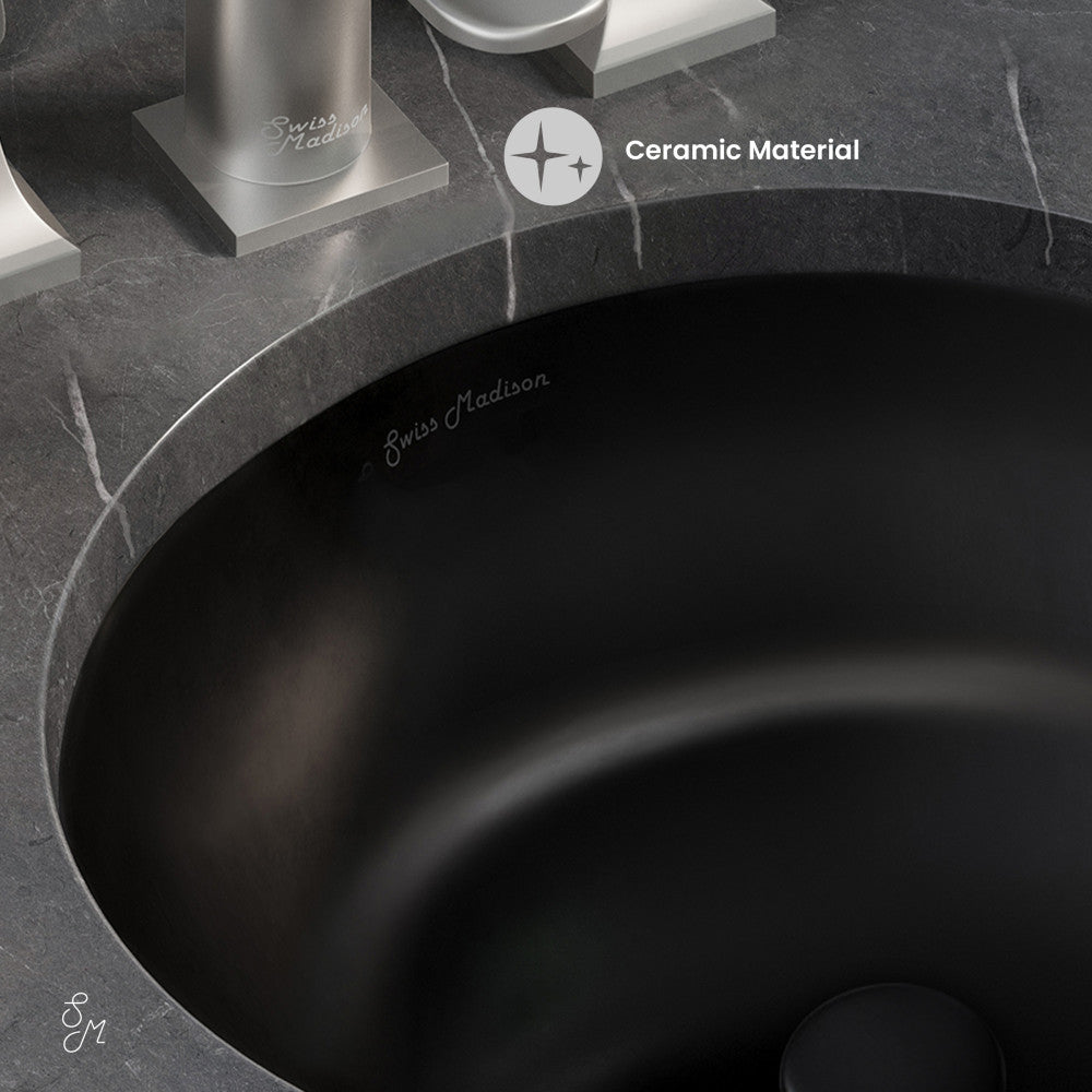 Swiss Madison Monaco 16" Ceramic Undermount Bathroom Sink in Matte Black
