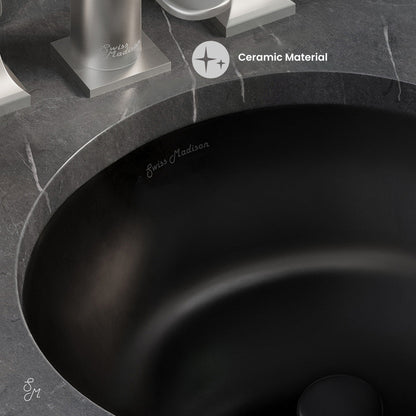 Swiss Madison Monaco 16" Ceramic Undermount Bathroom Sink in Matte Black