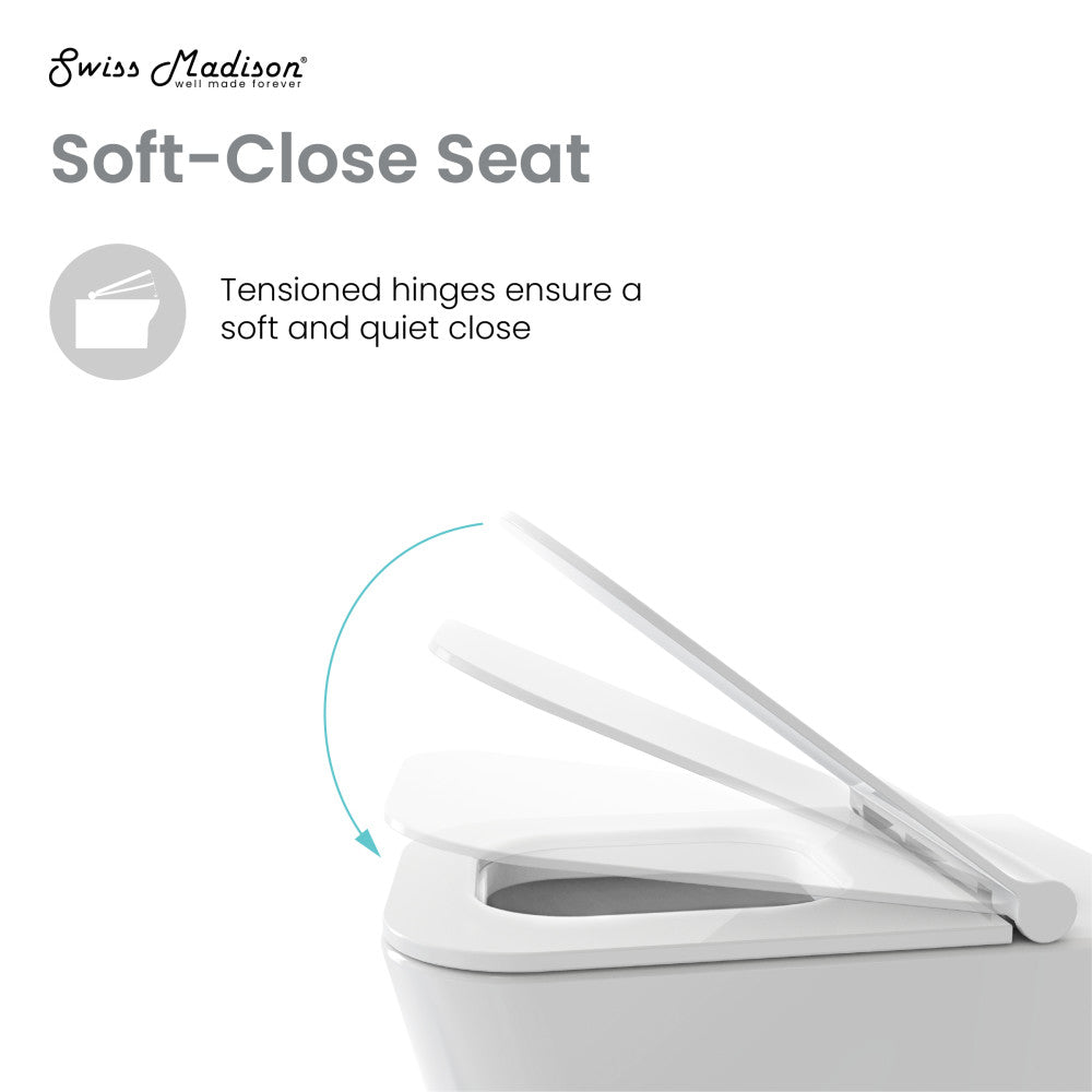 Swiss Madison Carre Back to Wall Toilet Bowl Bundle in Glossy White