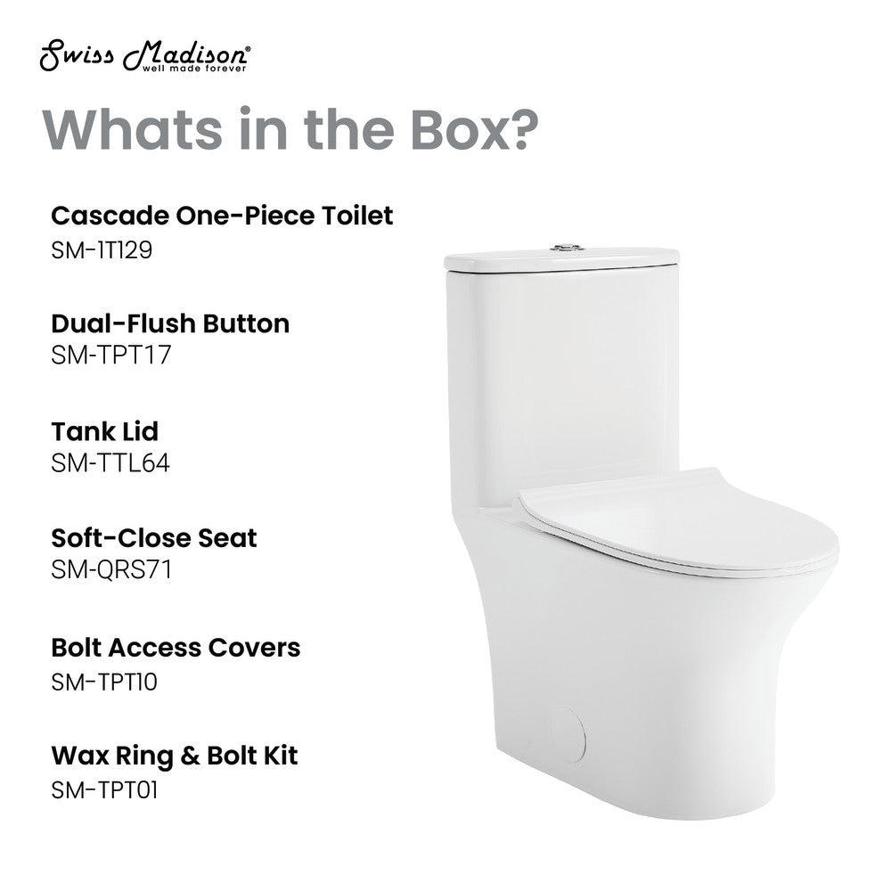 Swiss Madison Cascade One-Piece Toilet Dual-Flush 0.8/1.28 gpf
