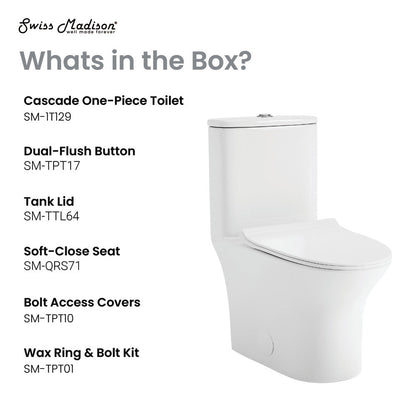 Swiss Madison Cascade One-Piece Toilet Dual-Flush 0.8/1.28 gpf