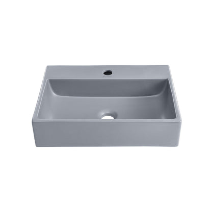 Swiss Madison Claire 20" Rectangle Ceramic Vessel Sink in Matte Grey