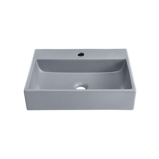 Swiss Madison Claire 20" Rectangle Ceramic Vessel Sink in Matte Grey