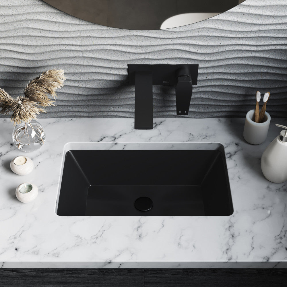 Swiss Madison Voltaire 21" Rectangle Undermount Bathroom Sink in Matte Black