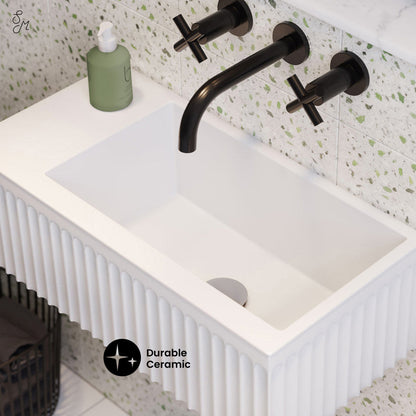 Swiss Madison Delice 24" Rectangle Wall-Mount Bathroom Sink in Matte White