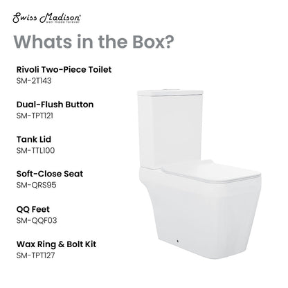 Swiss Madison Rivoli Two-Piece Square Toilet Dual-Flush 1.1/1.6 gpf