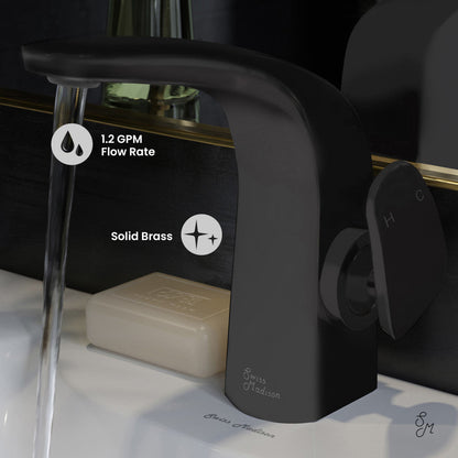 Swiss Madison Chateau Single Hole, Single-Handle, Bathroom Faucet in Matte Black