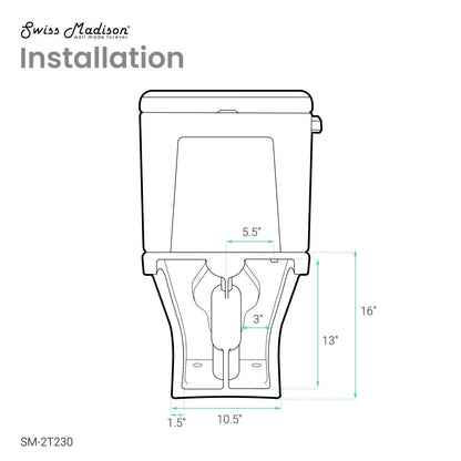 Swiss Madison Cache Two-Piece Elongated Toilet Left Side Flush Handle Toilet 1.28 gpf
