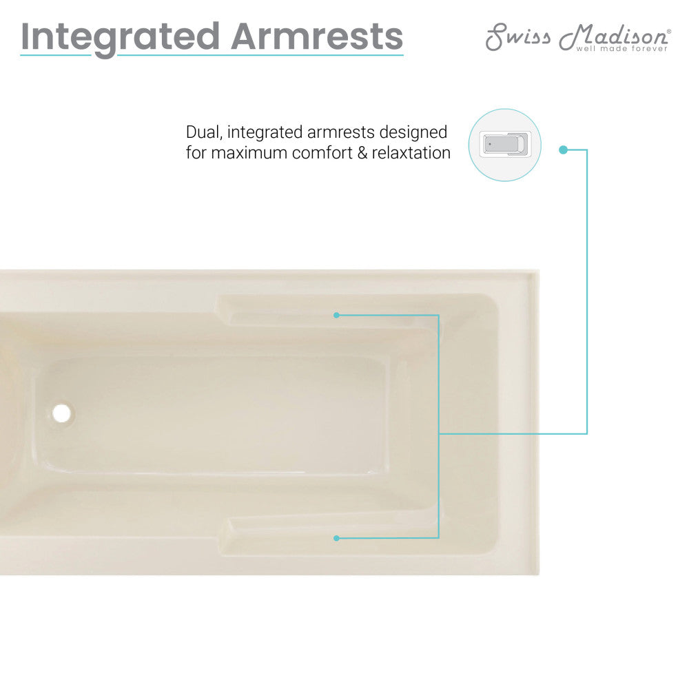 Swiss Madison Voltaire 60" x 32" Left-Hand Drain Alcove Bathtub with Apron in Bisque
