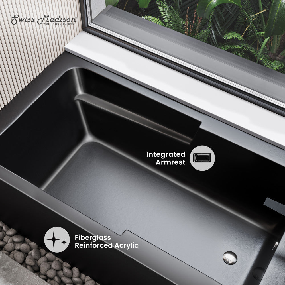 Swiss Madison Voltaire 54" x 30" Right-Hand Drain Alcove Bathtub with Apron in Matte Black