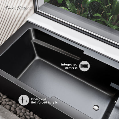 Swiss Madison Voltaire 54" x 30" Right-Hand Drain Alcove Bathtub with Apron in Matte Black