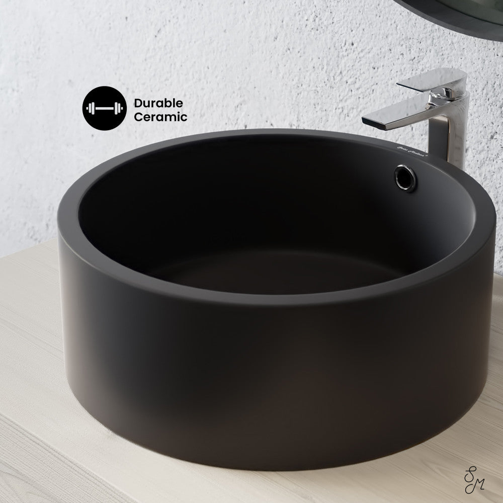 Swiss Madison Monaco 16.5” Round Vessel Sink in Matte Black