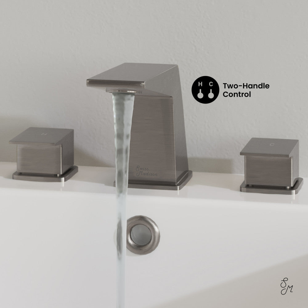 Swiss Madison Carre 8 in. Widespread, 2-Handle, Bathroom Faucet in Brushed Nickel