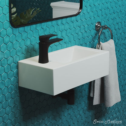 Swiss Madison Voltaire 19.5 x 10 Rectangular Ceramic Wall Hung Sink with Left Side Faucet Mount