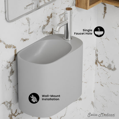Swiss Madison Terre 17.5" Right Side Faucet Wall-Mount Bathroom Sink in Pashmina Grey
