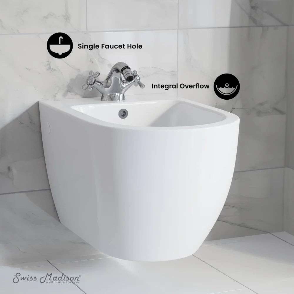Swiss Madison St. Tropez Wall Hung Bidet in Glossy White
