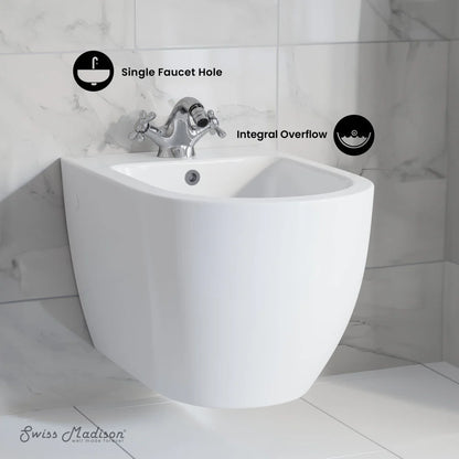 Swiss Madison St. Tropez Wall Hung Bidet in Glossy White