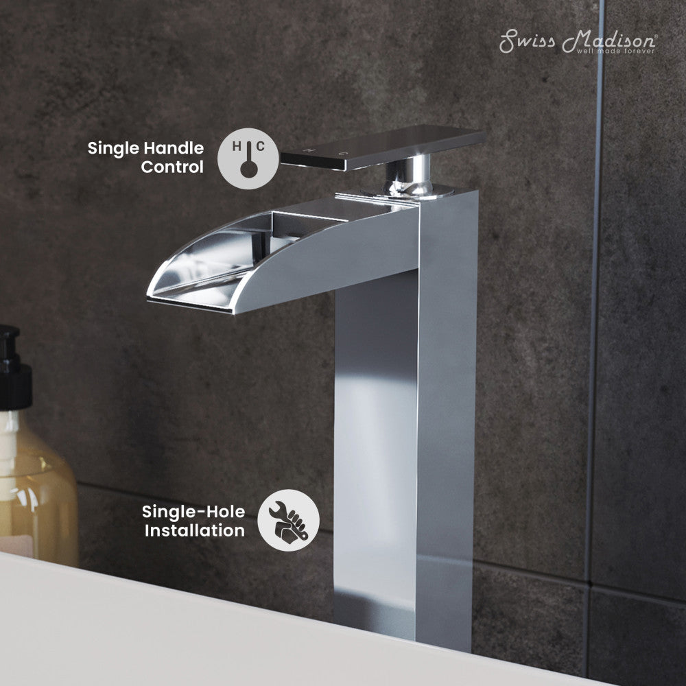 Swiss Madison Concorde Single Hole, Single-Handle, High Arc Waterfall, Bathroom Faucet in Chrome