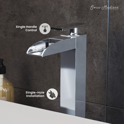 Swiss Madison Concorde Single Hole, Single-Handle, High Arc Waterfall, Bathroom Faucet in Chrome