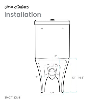 Swiss Madison Calice Two-Piece Elongated Rear Outlet Toilet Dual-Flush 0.8/1.28 gpf in Matte Black