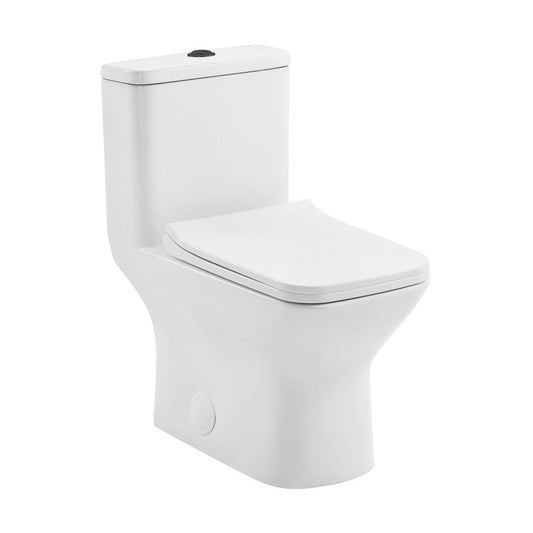 Swiss Madison Carre One Piece Square Toilet Dual Flush, Black Hardware