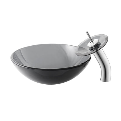 Swiss Madison Cascade 16.5 Color Glass Vessel Sink with Faucet, Black