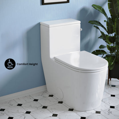 Swiss Madison Liberte One-Piece 12" Rough-in 1.28 GPF Right-Hand Flush Elongated ADA Toilet in Glossy White