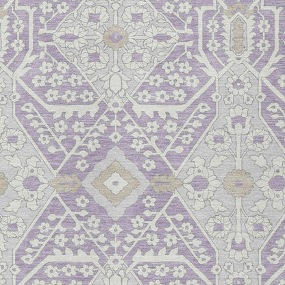 Tabselect Home Line 5' X 8' Lavender Gray And Beige Floral Washable Indoor Outdoor Area Rug