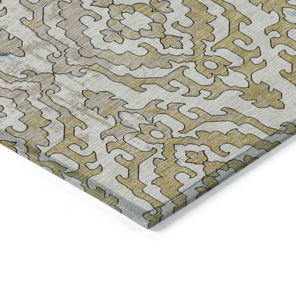 Tabselect Home Line 5' X 8' Sky Blue And Denim Blue Medallion Washable Indoor Outdoor Area Rug