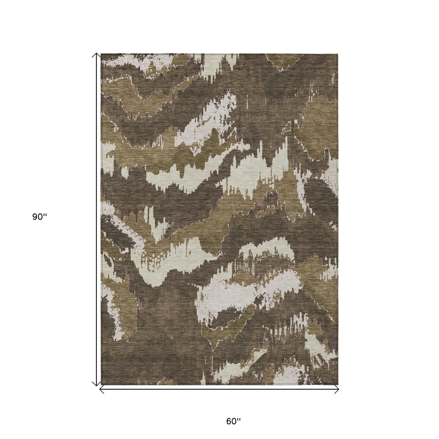 Tabselect Home Line 5' X 8' Brown Beige And Taupe Abstract Washable Indoor Outdoor Area Rug