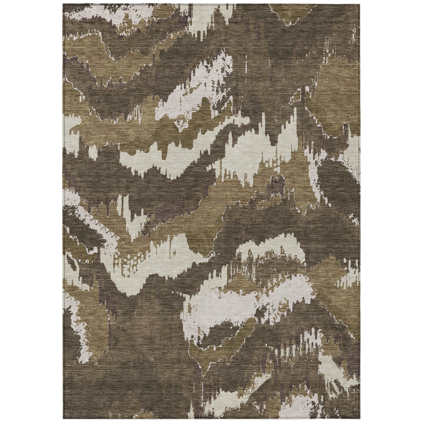 Tabselect Home Line 5' X 8' Brown Beige And Taupe Abstract Washable Indoor Outdoor Area Rug