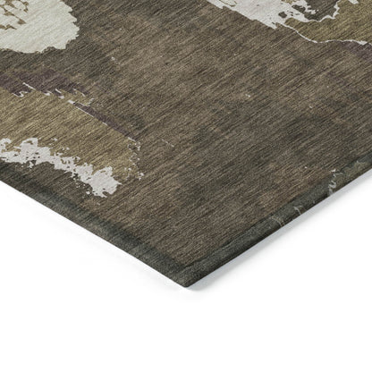 Tabselect Home Line 5' X 8' Brown Beige And Taupe Abstract Washable Indoor Outdoor Area Rug