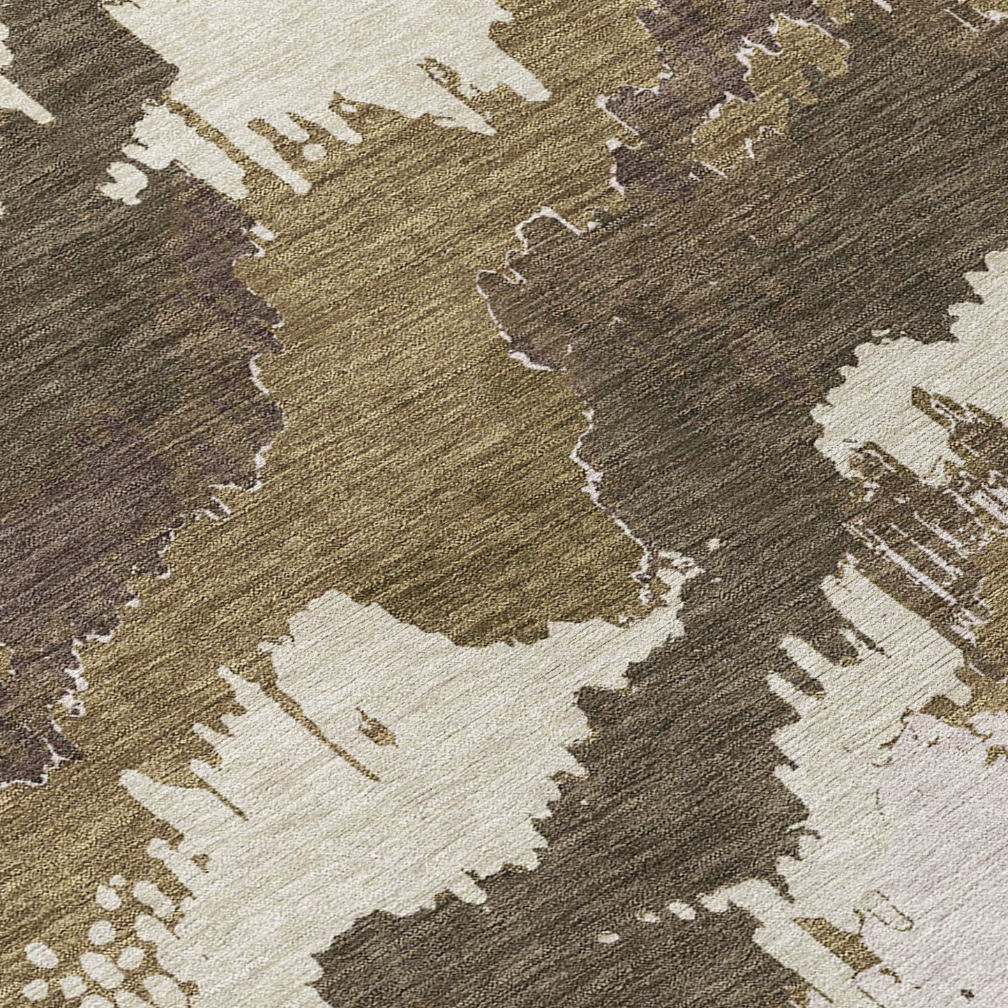 Tabselect Home Line 5' X 8' Brown Beige And Taupe Abstract Washable Indoor Outdoor Area Rug