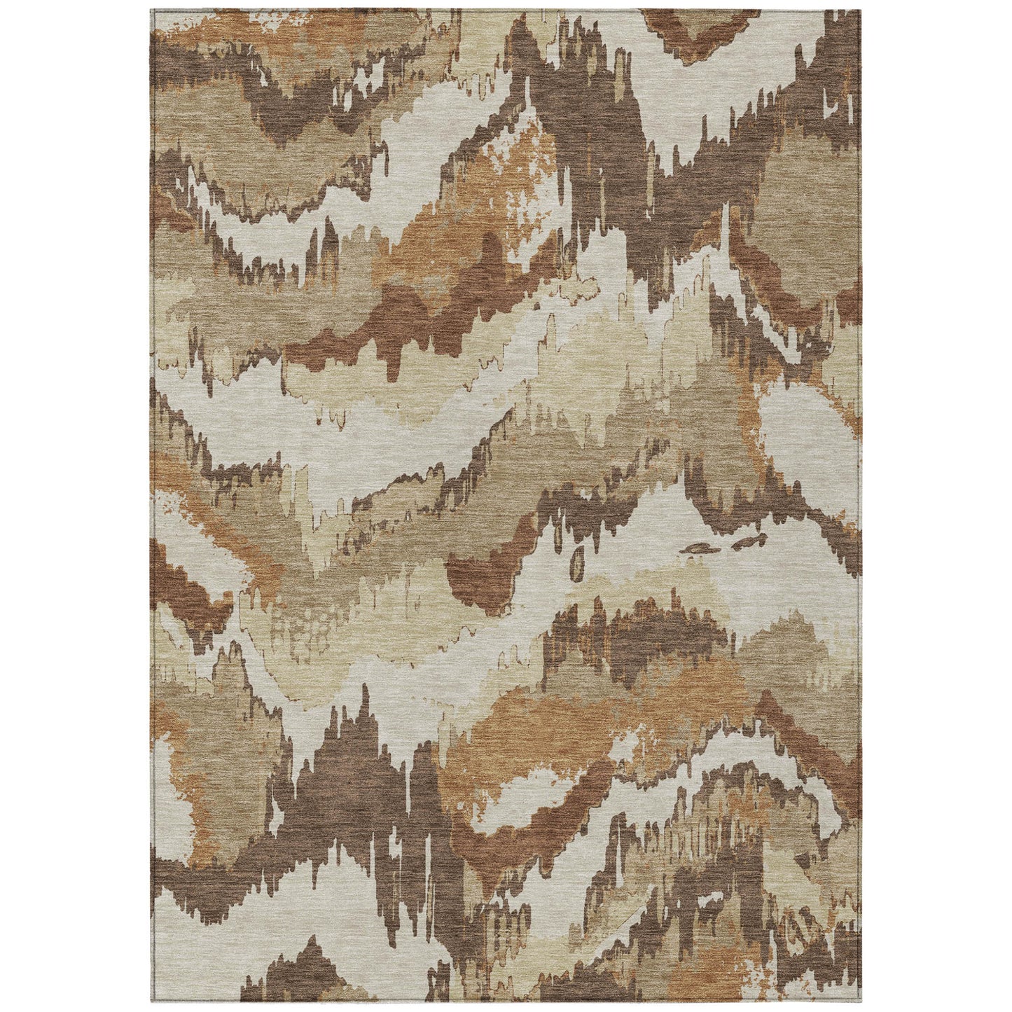 Tabselect Home Line 5' X 8' Brown And Beige Abstract Washable Indoor Outdoor Area Rug