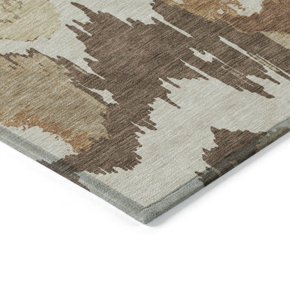 Tabselect Home Line 5' X 8' Brown And Beige Abstract Washable Indoor Outdoor Area Rug
