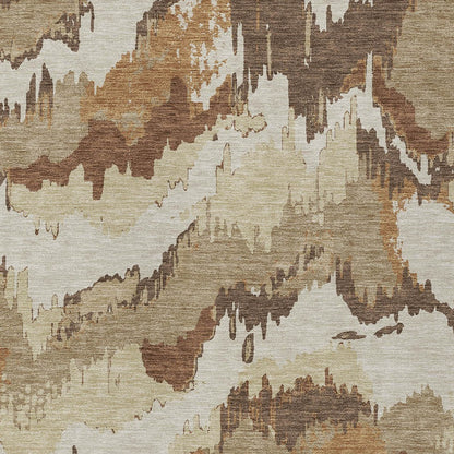 Tabselect Home Line 5' X 8' Brown And Beige Abstract Washable Indoor Outdoor Area Rug