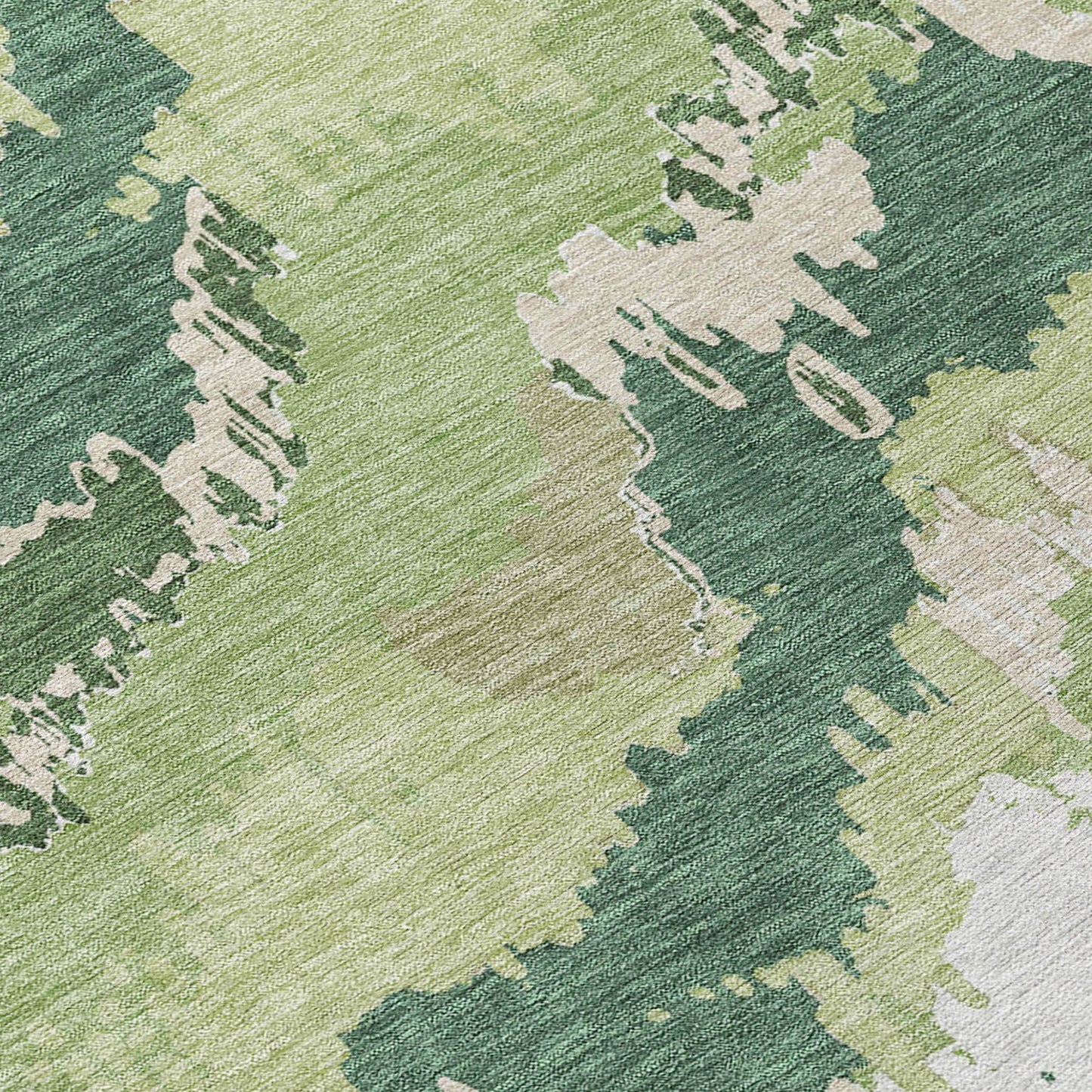 Tabselect Home Line 5' X 8' Green Ivory And Beige Abstract Washable Indoor Outdoor Area Rug