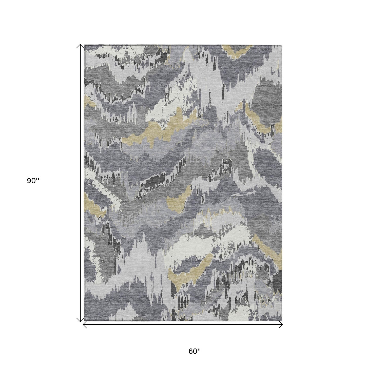 Tabselect Home Line 5' X 8' Gray Silver And Charcoal Abstract Washable Indoor Outdoor Area Rug