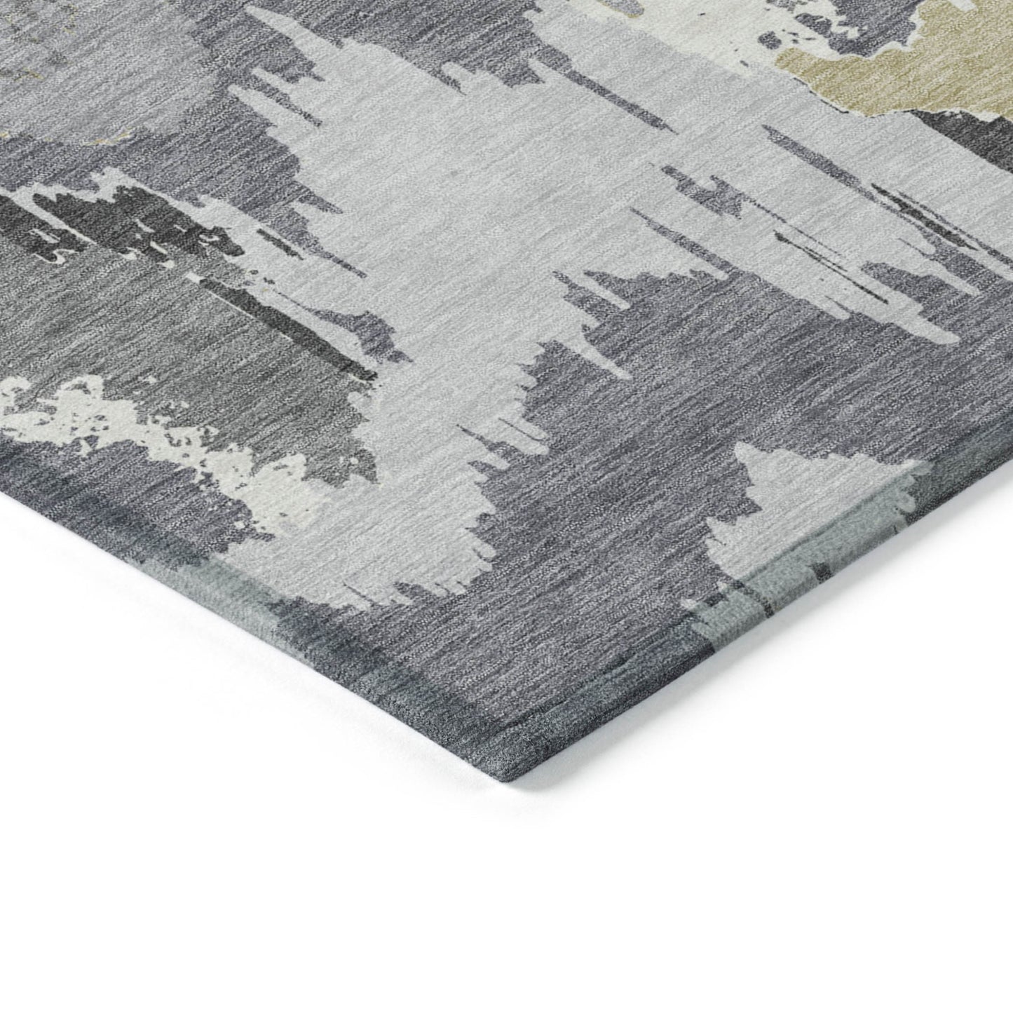 Tabselect Home Line 5' X 8' Gray Silver And Charcoal Abstract Washable Indoor Outdoor Area Rug