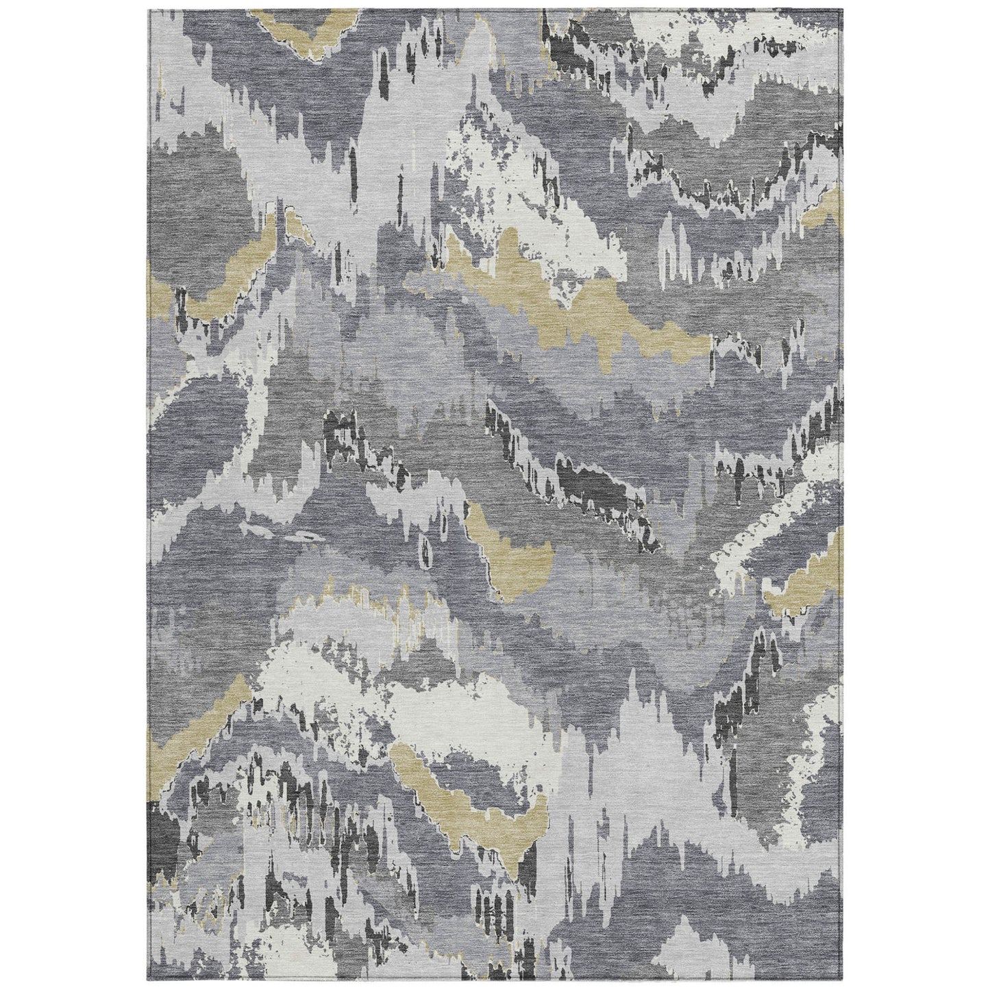 Tabselect Home Line 5' X 8' Gray Silver And Charcoal Abstract Washable Indoor Outdoor Area Rug
