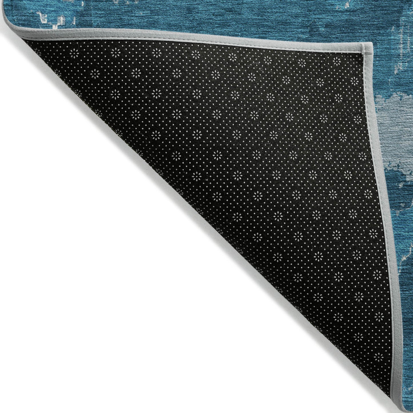 Tabselect Home Line 5' X 8' Navy Blue And Teal Blue Abstract Washable Indoor Outdoor Area Rug