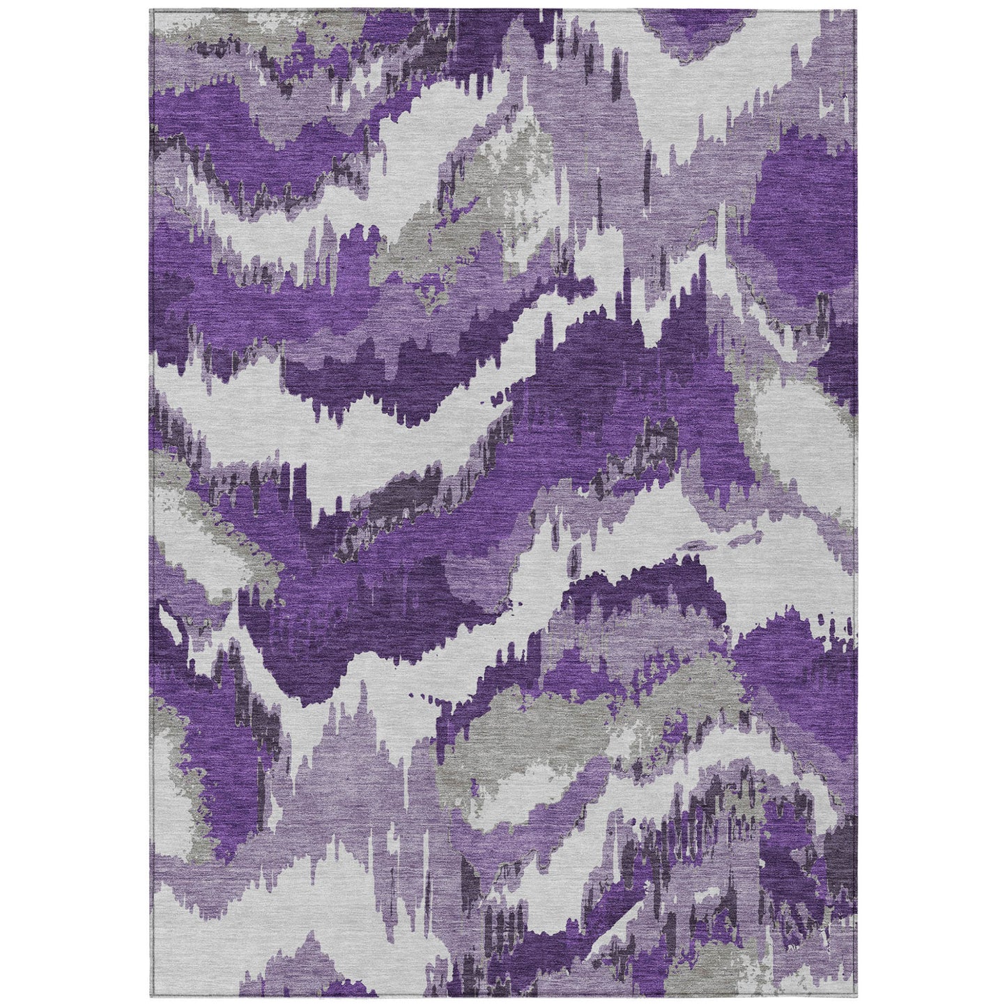 Tabselect Home Line 5' X 8' Purple Lavender And Gray Abstract Washable Indoor Outdoor Area Rug