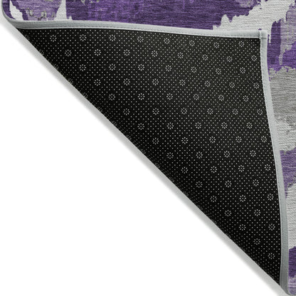 Tabselect Home Line 5' X 8' Purple Lavender And Gray Abstract Washable Indoor Outdoor Area Rug