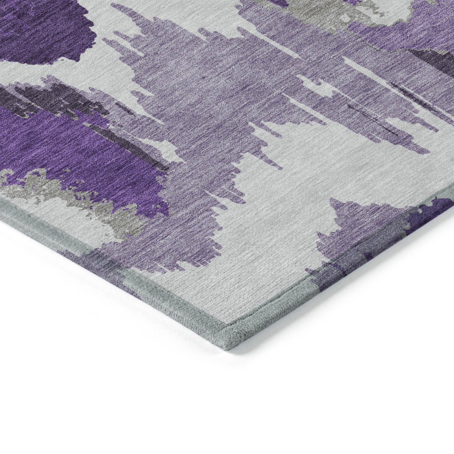 Tabselect Home Line 5' X 8' Purple Lavender And Gray Abstract Washable Indoor Outdoor Area Rug